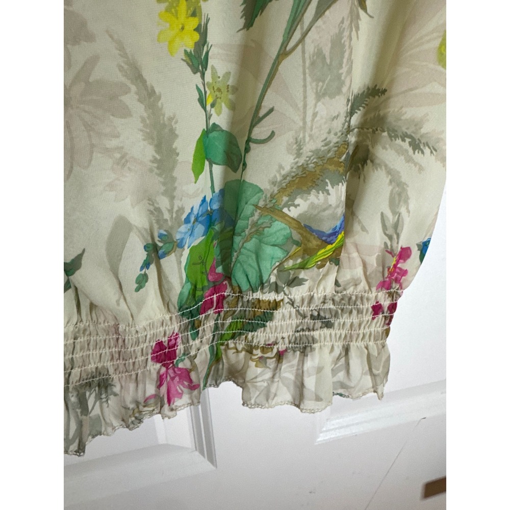 Ted Baker London Floral Print Ruffle Sleeve Blouse Top Size 2 - Picture 5 of 9